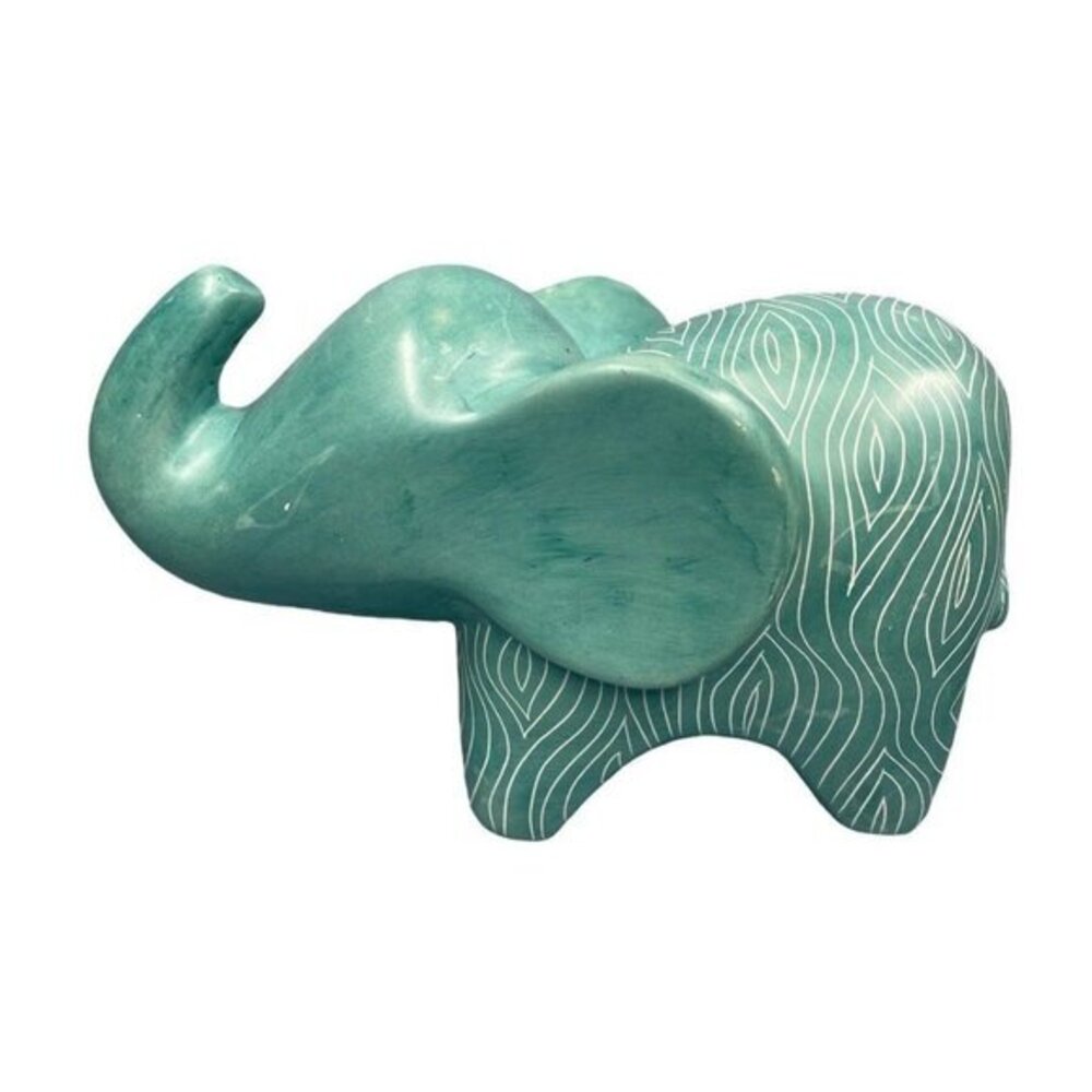 Vaneal Group Hand Made Kisii Soapstone Green Elephant Figurine Made in Kenya